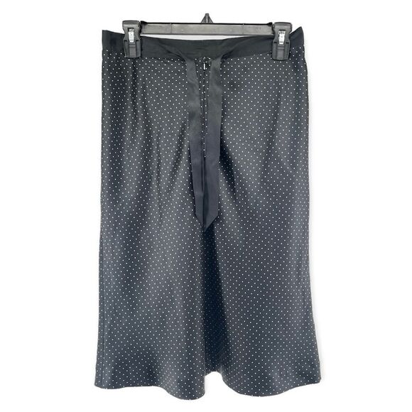 Banana Republic Women’s 100% Silk Black Polka Dot Tie Waist Skirt Size 4 - Picture 1 of 8